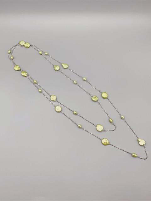 Freshwater Rice Pearls Coin Pearls Long Pendant Necklace Girls Floating Style Stainless Steel For Women Chain Classic Giveaway GiftClassic Necklaces