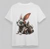 Women's T-Shirt Steampunk Rabbit Metallic Gears Tee Cotton Short Oversize White