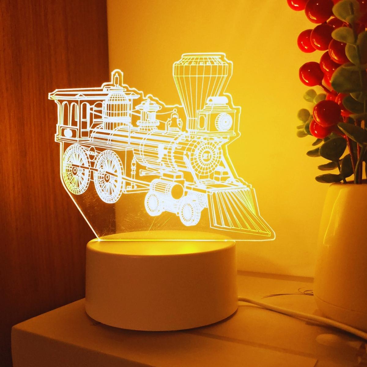 

Retro steam train 3D night light, USB monochrome warm light, very suitable for bedroom environment and room decoration WHITE жёлтый