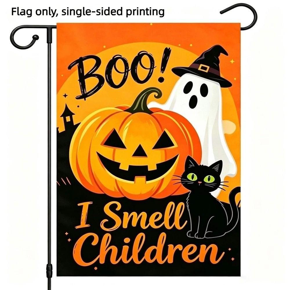 Ghost Welcome Garden Flag Witch Cat Background Cloth Garden Art Halloween Flag Outdoor
