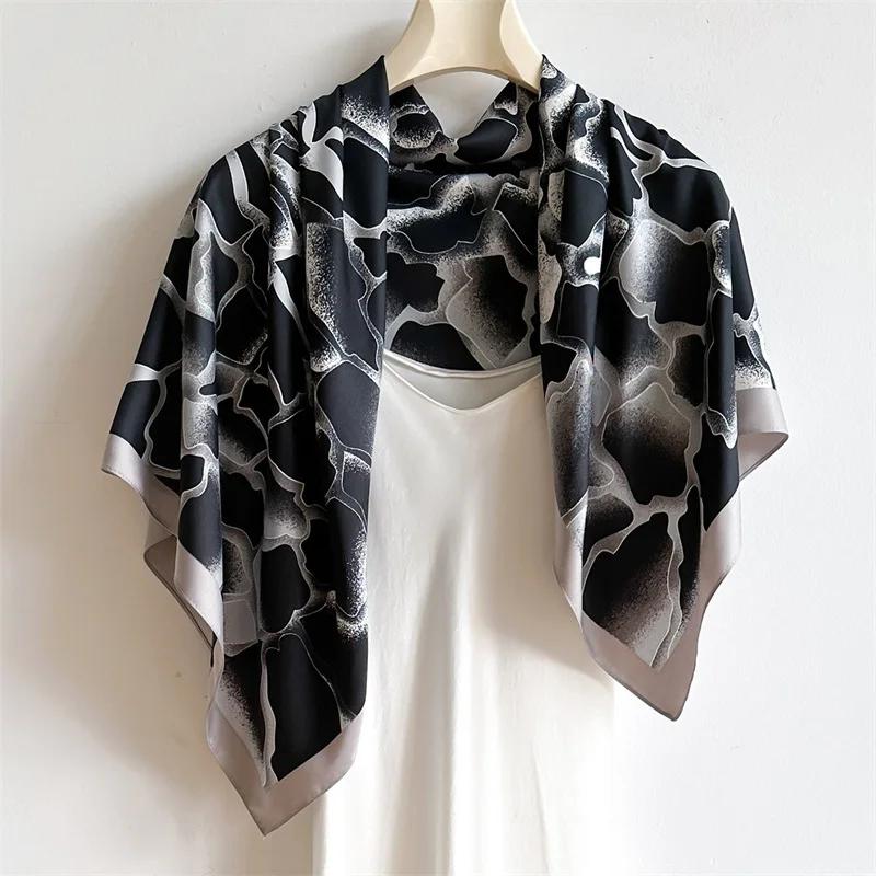 2025 90*90cm Printed Square Scarf Thin Breathable Sunscreen Shawl Casual Outdoor Windproof Head Wrap for Women Ribbon Headband