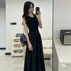 Black Sleeveless Vest Dress, New Women's High-end Hepburn Style Temperament Waist Dress, Summer