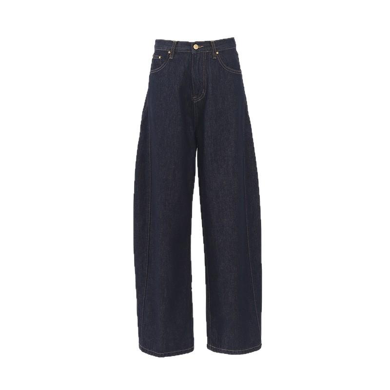 Original cow color scimitar jeans women's new American retro analysis design sense loose and thin wide-leg pants