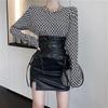 2025 New Autumn/Winter Petite High-Waisted Split Leather Midi Skirt for Women - Spicy Girl Collection