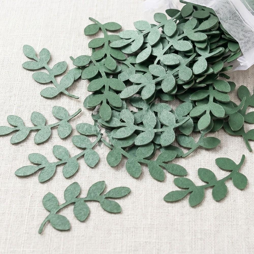60pcs DIY Green Leaves Confetti Party Supplies Debris Happy Birthday Confetti Venue Setup Props Paper Leaf Decorations