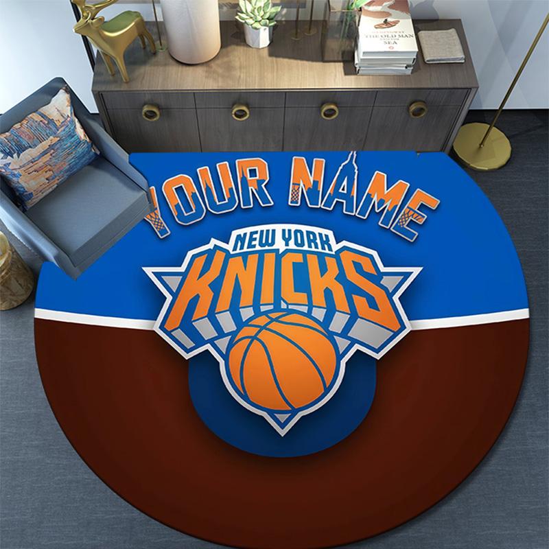 Custom Name New York Knicks2 Round Area Rug,Carpet Rug for Living Room Bedroom Sofa Playroom Decor,Non-slip Floor Mat