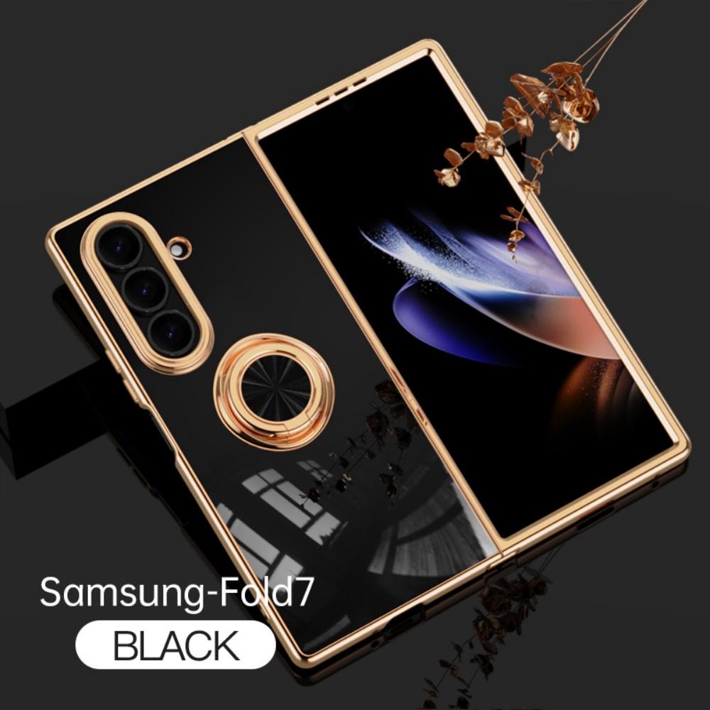Luxury Car Magnetic Ring Bracket Phone Case For Samsung Galaxy Z Fold 7 6 5 4 Soft TPU Plating Shockproof Protective Cover Funda