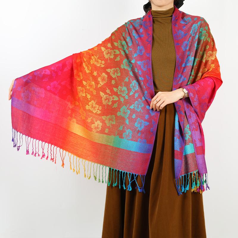 New Products Are On the Shelves In Spring and Autumn, Shawls, Colorful Jacquard Cashew Nut Long Scarves, Travel Photos, Scarves, Women's Bags.