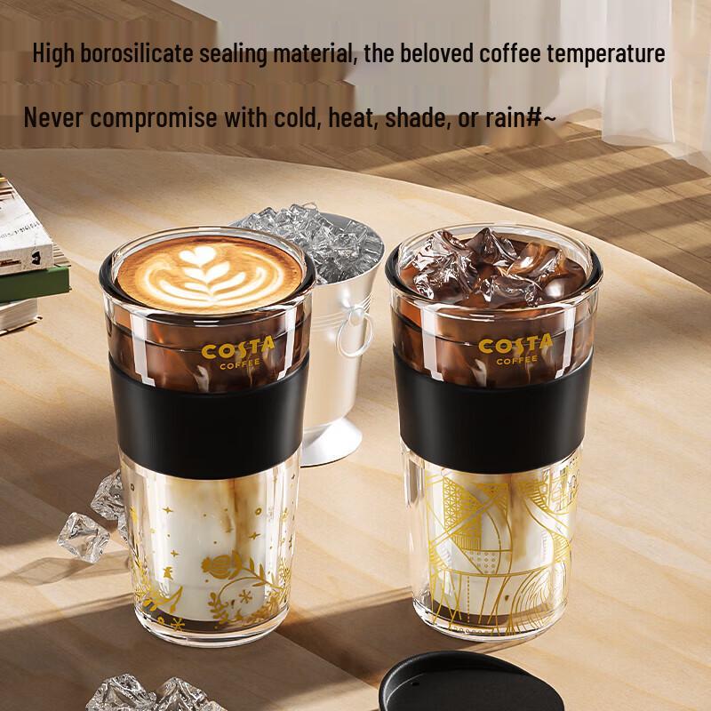 COSTA Double-Wall Insulated Glass Mug with Lid