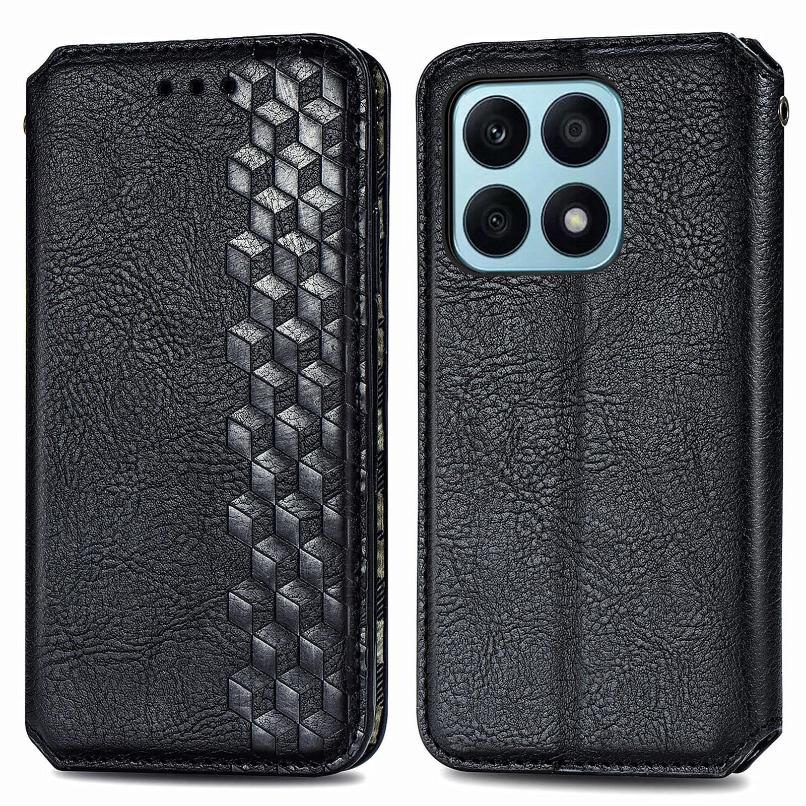 

Чехол из искусственной кожи для Honor X7c 4G/200 Smart 5G/Play 60 Plus 5G с ромбовидным тиснением, кошельком и подставкой, чехол для телефона Black