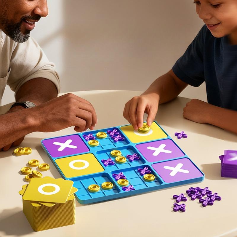 Non-Toxic Tic Tac Toe Board Games Kids Table Toy Logical Thinking Challenge Brain Teasers Parent-Child Interactive Strategy Toys Xmas Gift