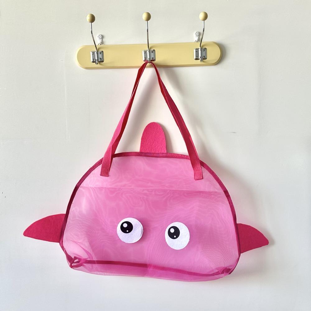 Cartoon Mesh Toy Storage Bag Large Capacity Swim Toiletry Bag Beach Travel Outdoor Sports розовый