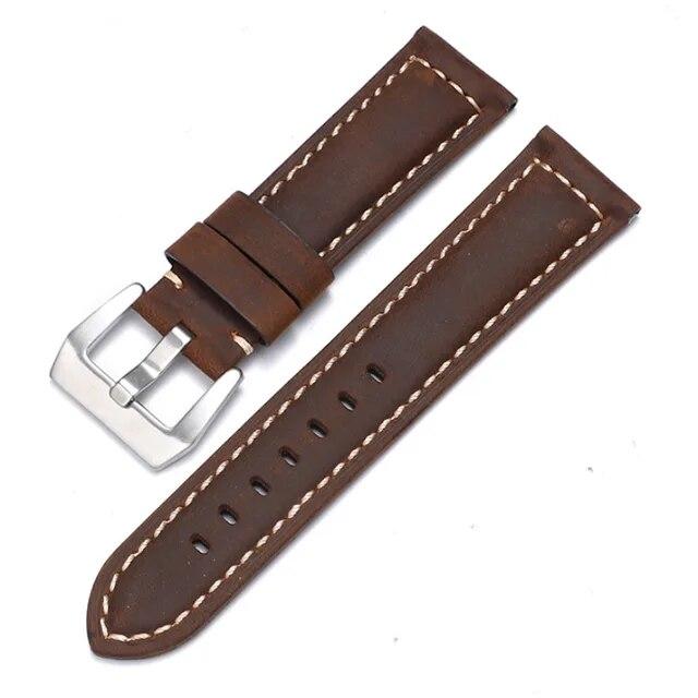 For Panerai Watch Strap Genuine Leather Band Men's Women's Original PAM111/441/312 Crazy Horse Belt 18mm 20mm 22mm 24mm 26mm Samsung Watch HUAWEI