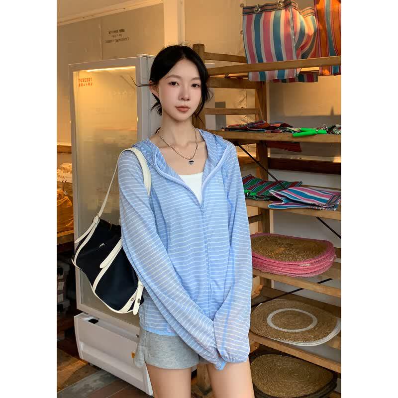 ICH MODE Cooling Striped Hooded Jacket M