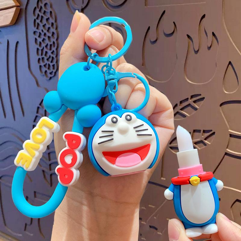 Cute Cartoon Bear Lip Balm Keychain Creative Car Bag Pendant Lovely Doll Key Ring Small Gift
