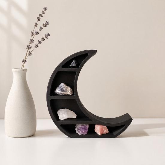 Crescent Moon Shape Storage Rack Faux Crystal Natural Stone Display Rack