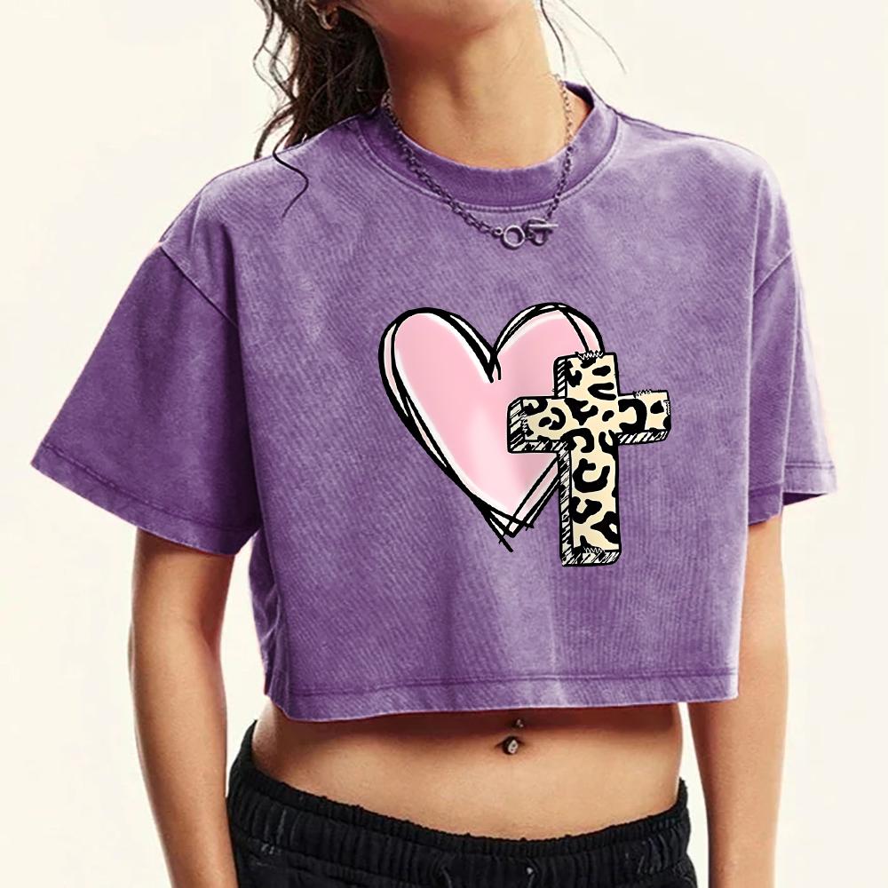 

Розовая футболка с принтом сердца и креста, женская, выстиранная, модные хлопковые футболки, уличные топы, женская, с круглым вырезом, с коротким рукавом XL