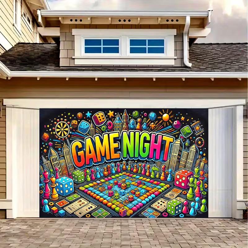 Sfondo per Serata Giochi 2D con Giochi da Tavolo Colorati e Dado Sfondo per Festa