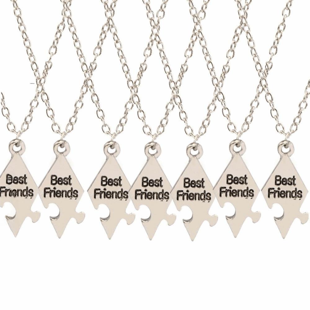 Zinc Zinc Alloy Best Friend Necklace Silver Multi-person Splicing Necklace Friendship Necklace  Unisex