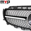 FCM5   Diamonds Style Racing Grille With Car Front Bumper Grill Silver Border Mirror 3D Emblem Logo For Mercedes Benz E W213 16-20 E300