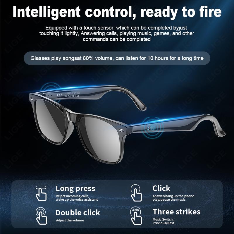 Smart Sunglasses Bluetooth Call Anti Blue Light Anti-UV Waterproof Smart Glasses For Men Women AI Intelnt Translation