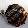 Bücherregal, Lampen-Thema, Automatisches Öffnen und Schließen, Helle Farben, 8-Speichen, Tragbarer Regenschirm, Geeignet für Männer und Frauen, Ein Perfek