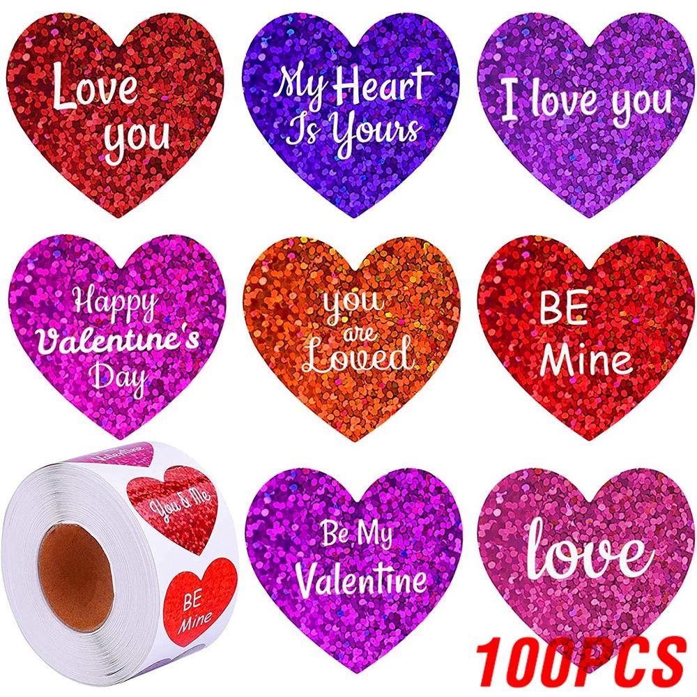 

100-500pcs 1inch Red Heart Stickers for Valentine s Day New Baking Packaging Sticker Envelope Seals Love Decorative Stickers