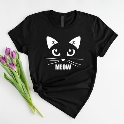 Meow T-Shirt Bedruckt Geschenke Geschenk für Katzenliebhaber Katzenmama Meow Unisex Tee Top Unisex T-Shirt