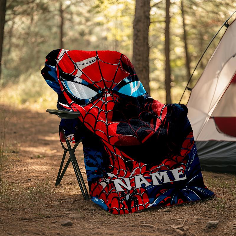 Customizable Spider Man Throw Blanket – Personalized Name, All-Season Cozy Snug Blanket, Machine Washable, Personalized Blanket