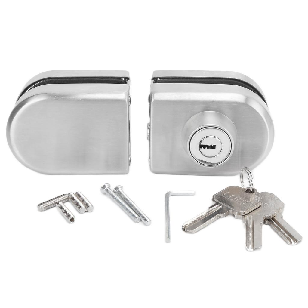 Double Door Push Sliding Access Control Office Glass Door Lock Stainless Steel Lock with 3 Keys