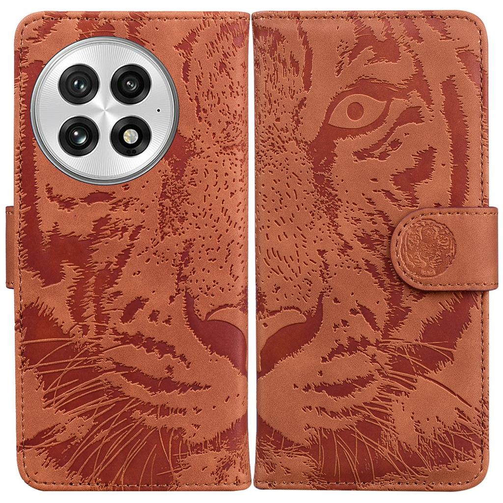 For OnePlus 13 Case Tiger Imprint Leather Wallet Phone Cover