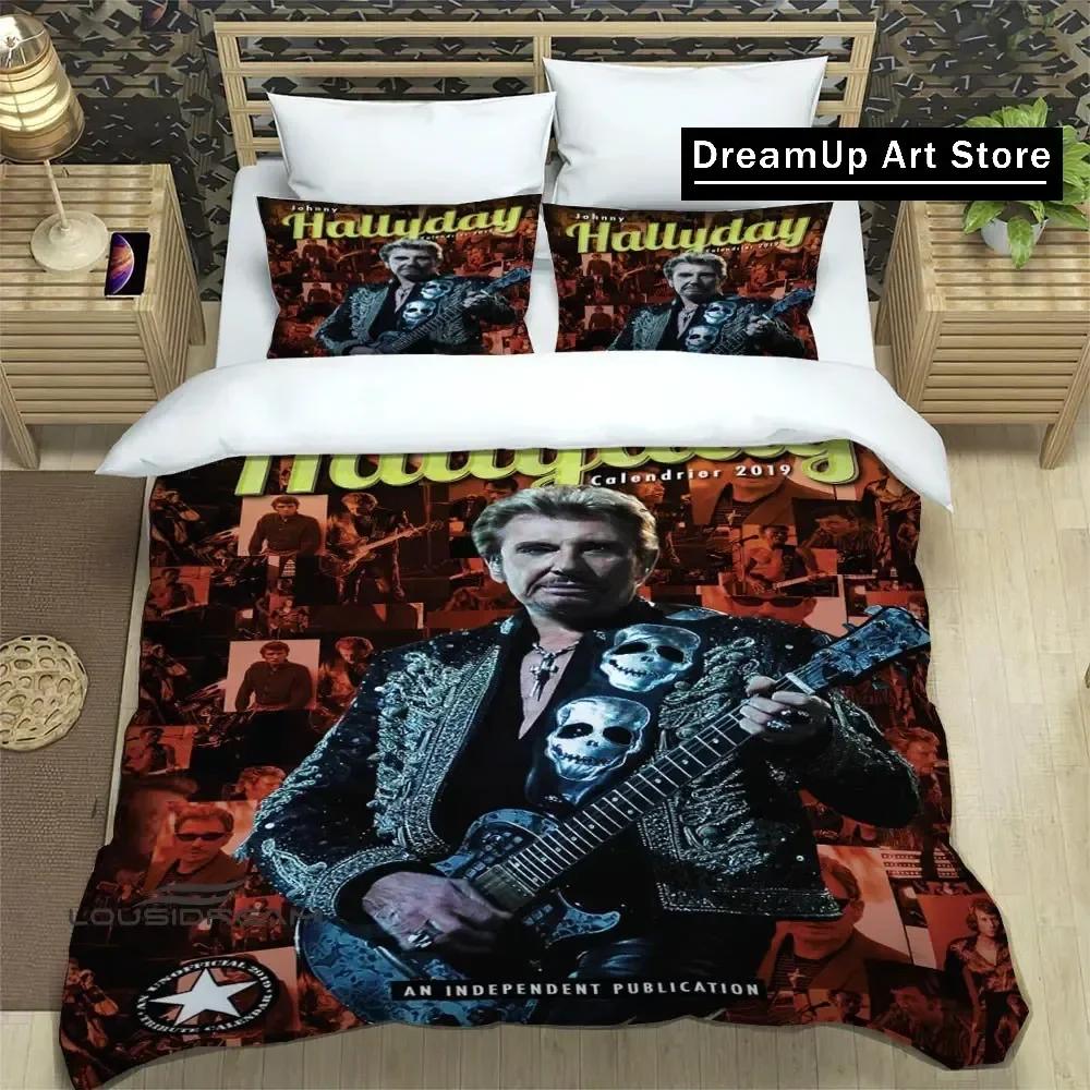 rock star Johnny Hallyday Bedding Set Boys Girls Twin Queen King Size Duvet Cover Pillowcase Bed boys Adult Bedroom