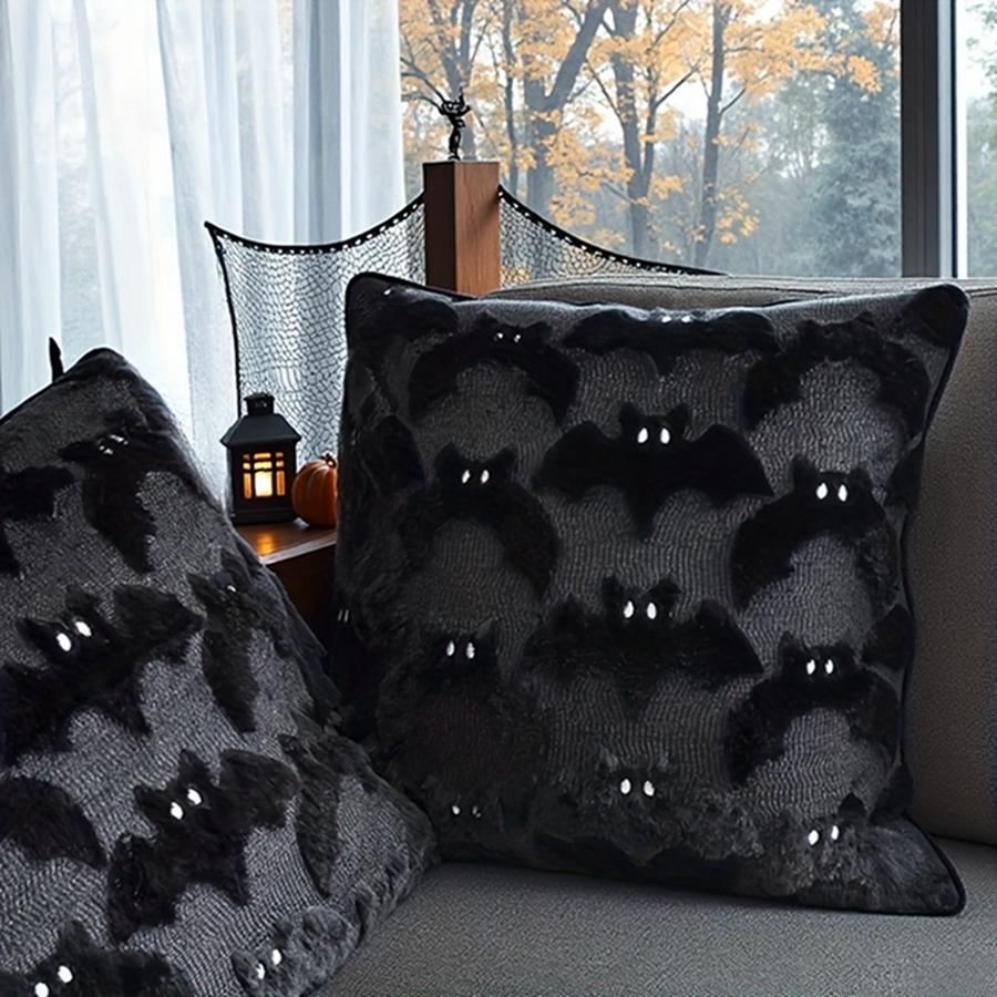3D Bat Pillow Cover Halloween Decoration Cute Black Bat Theme for Party Suitable for Rooms Porch Benches
