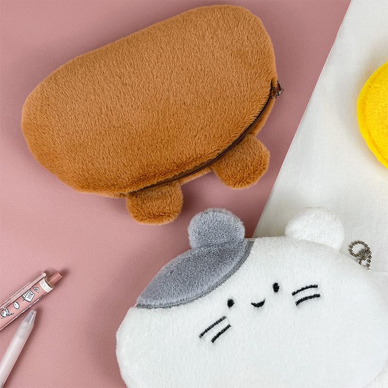 Kawaii Plush Cute Pencil Case Butter Bear Pencil Bag Kids School Home Stationery Box Korea Plush Bag Kids Gifts Toys Gifts
