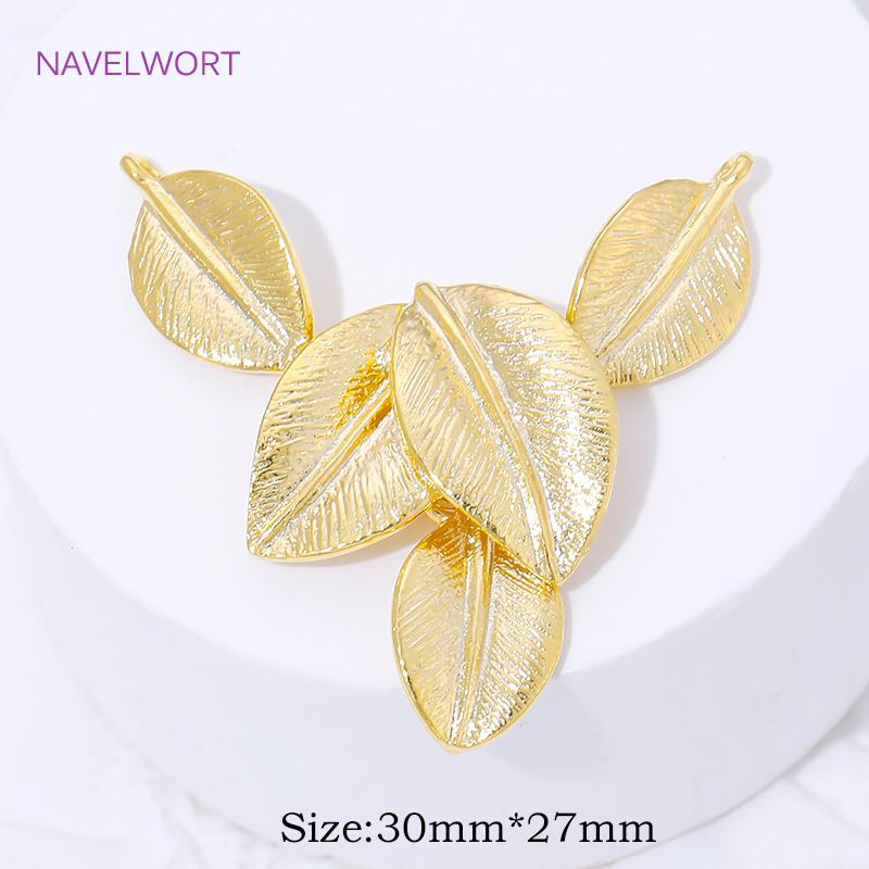 

18K Gold Plated Leaf Pendant Connector For Jewelry,DIY Necklace Making Accessories,Brass Connector Charms, Jewelry Materials 1 piece