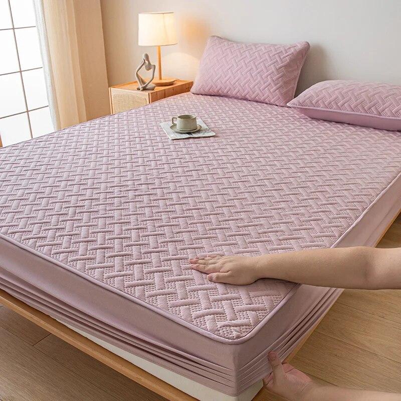 

Хлопковый наматрасник премиум-класса, однотонный эластичный простынь на подкладке, стеганый наматрасник, регулируемый прочный чехол на кровать 160x200x30cm