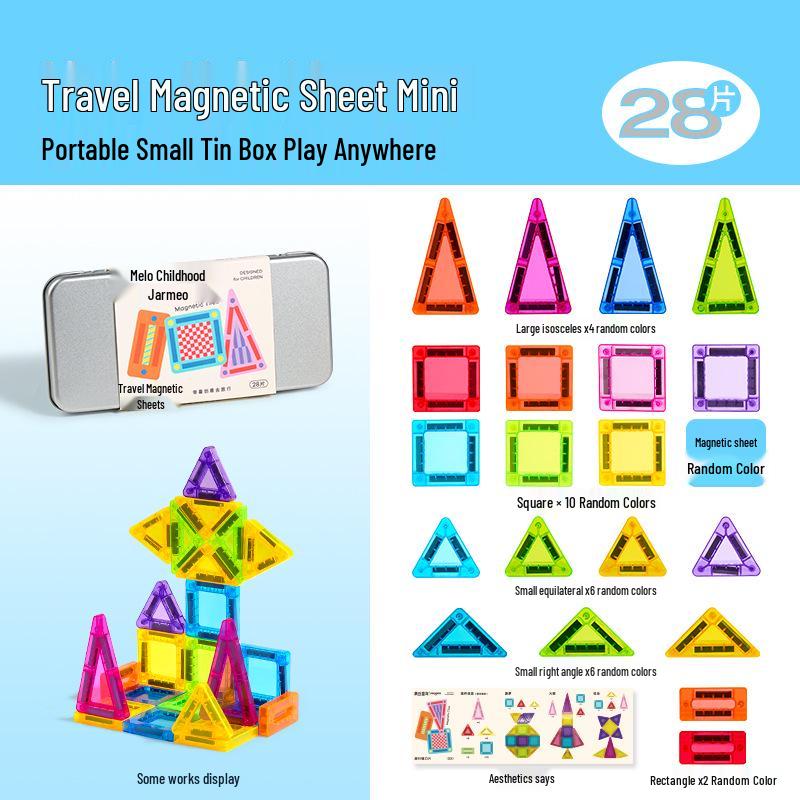 Meile Tongnian Kids Mini Magnetic Building Blocks - Pocket Cubes with Travel Iron Box
