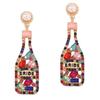 Yiwu Accessories Cross-border Foreign Trade Letter Wine Bottle Design Sense Temperament Trend Light Luxury Versatile Earrings Earrings Jewelry Women