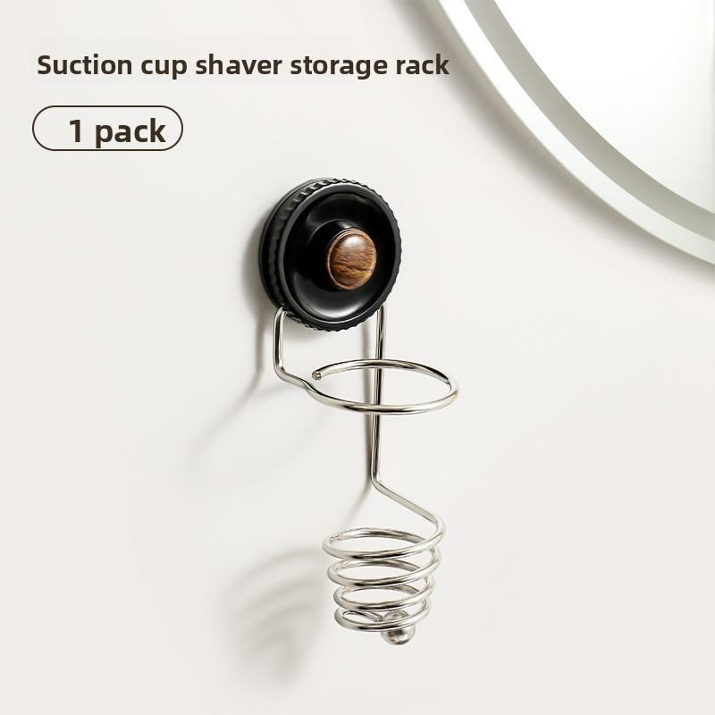 Stainless Steel Bathroom Storage Rack With Rotating Suction Cup For Shaving Razors And Toiletries