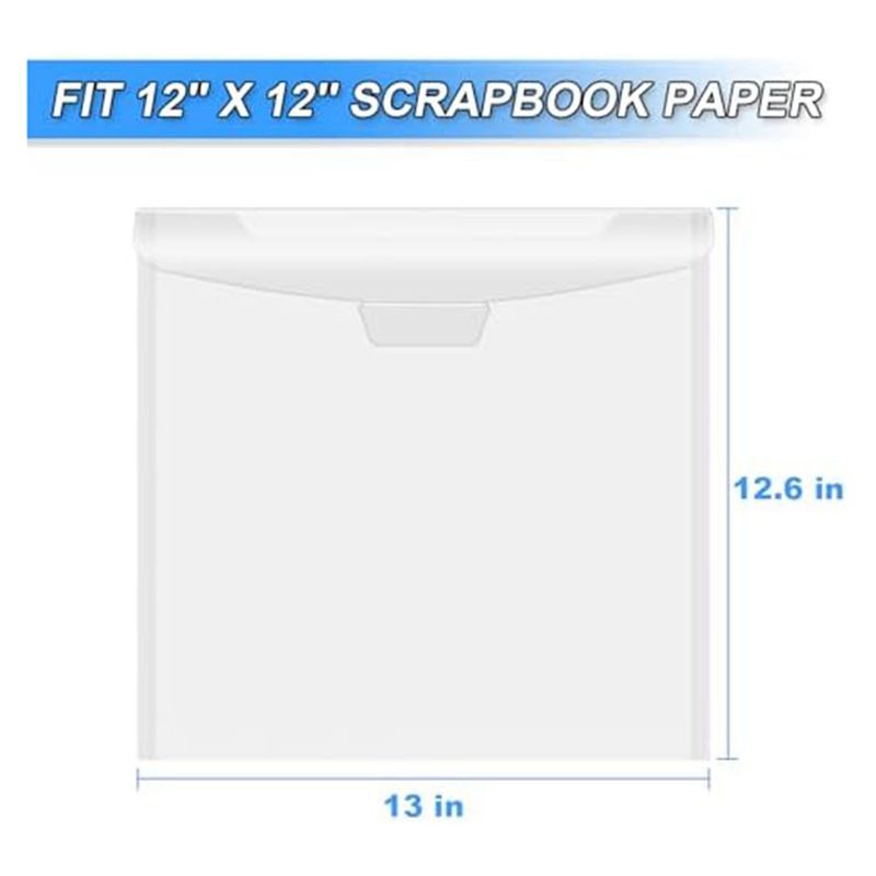 AAAF Scrapbook Paper Organizer With Buckle Design, Clear Paper Storage Bag For Storing Scrapbook Paper, Vinyl Paper