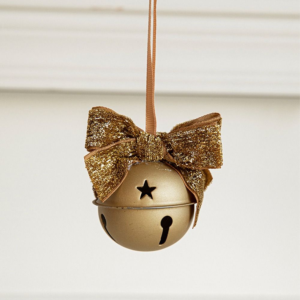 Pleasant Sound Christmas Velvet Bow Bell Iron Pine Cone Bell Pendant  Holiday Wedding Supplies
