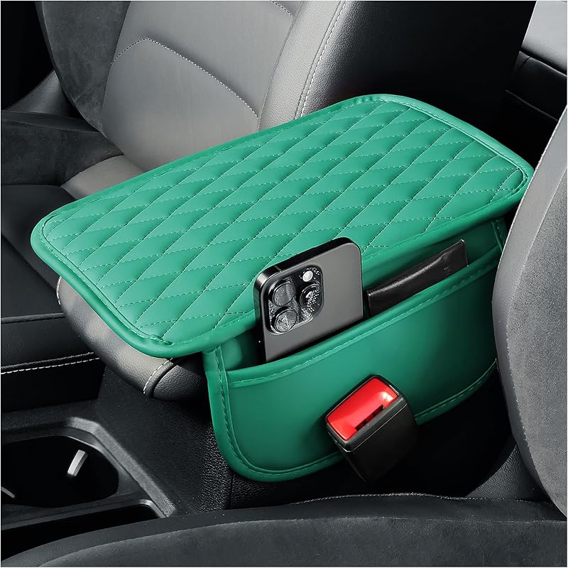 Arm Rest Cover For Car,Leather+Memory Foam Center Console Cover With Storage Bags,Universal Middle Console Cover Car Accessories Interior For Most