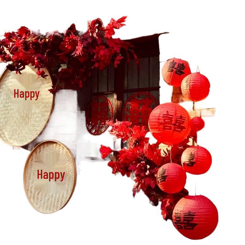 Red Double Happiness Wedding Lanterns for Courtyard Decoration and Photography