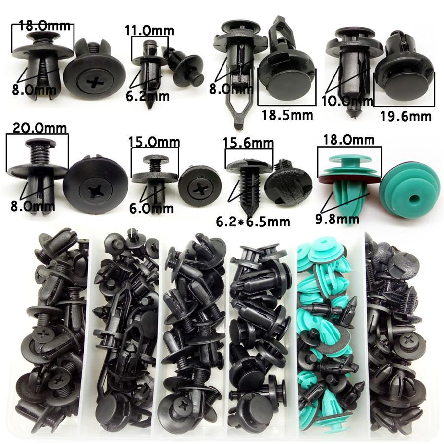 120 Pcs Car Door Panel Mixed Size Fastener Clip +50 Pcs Wrap Cable Fixed Clamp
