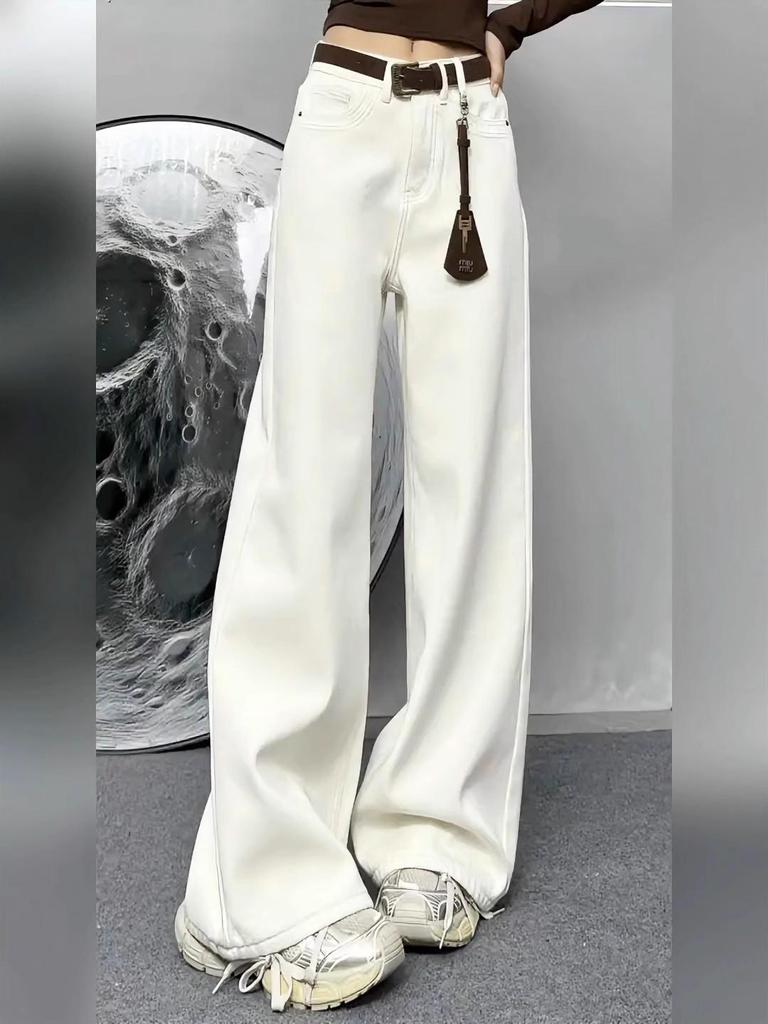 2025 Spring Retro Women's High-Waist Stretch Wide-Leg Floor-Length Jeans