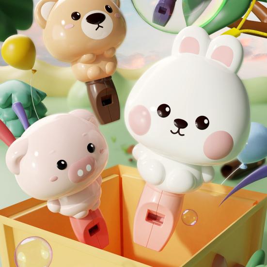 Kids Cartoon Animal Whistle Toy with Lanyard Toddlers Boys Girls Educational Rabbit Pig Bear Whistle Sound Maker Musical Instrument Toy
