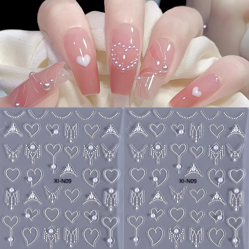 Nagelaufkleber 5D Simulation Perle Dekor Maniküre Decals DIY Selbstklebende Schieber Nageldekoration