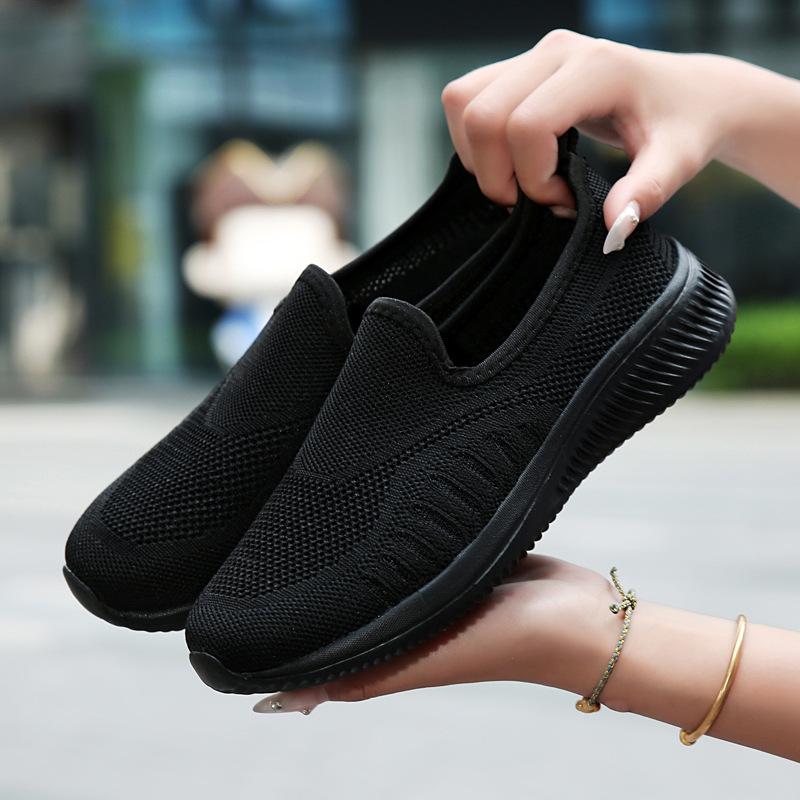 Jarní a letní nové pánské a dámské středně silné a zdravé vycházkové boty měkká podrážka tkané svršky ležérní boty prodyšné síťované boty