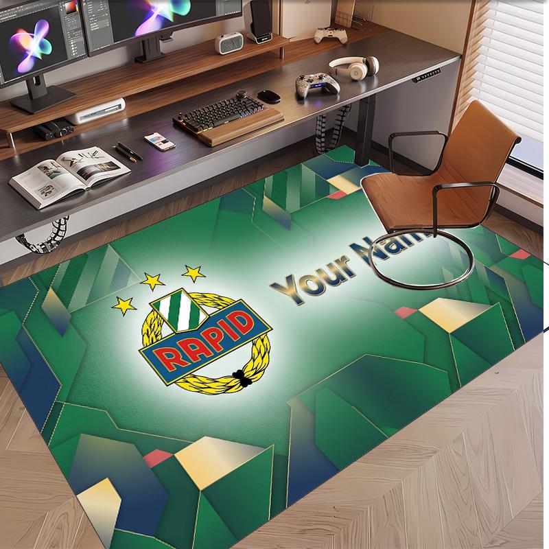 Personalized Crystal Velvet Carpet Rapid Wien FC Pattern Non Slip Floor Rug