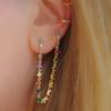 Cheaper Double Piercing 2 Hole Earring Jewelry Luxury Gorgeous Long Cz Tassel Chain Link Small Huggie Hoop Earring for Women